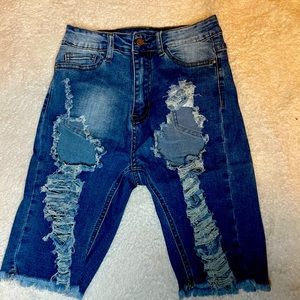 Ripped jean shorts